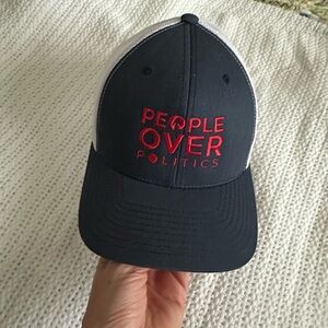 "People over Politics" Navy&  White Trucker Cap